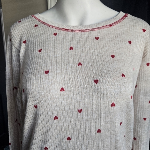 Laura Ashley Lounge Pajama Ribbed Hearts Set XL - Picture 2 of 15